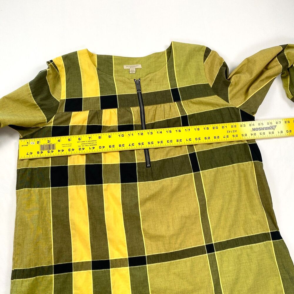 Burberry Brit Top Nova Check Plaid Tunic Zip Womens XL Yellow Black Cotton Blend - Picture 8 of 10